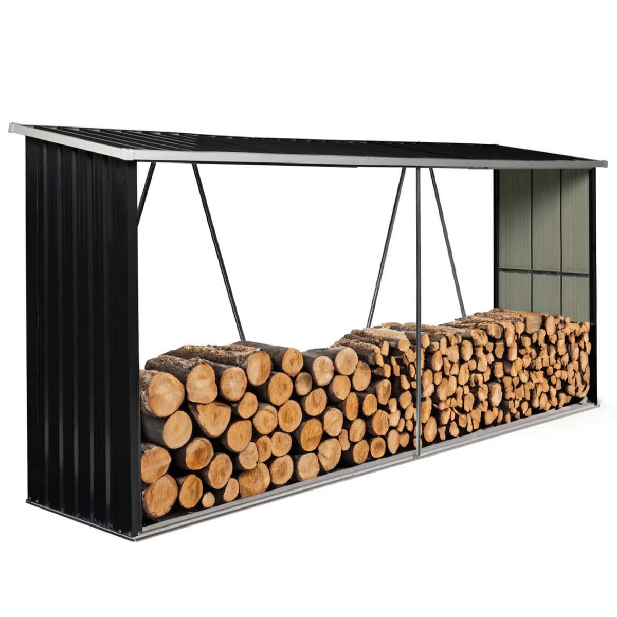 ID MARKET Abri de stockage 4 m³ gris en acier galvanisé pour bûches
