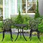Voir la diapositive 2 : OUTSUNNY Ensemble salon de jardin 2 places avec table ronde style rétro fonte alu noir