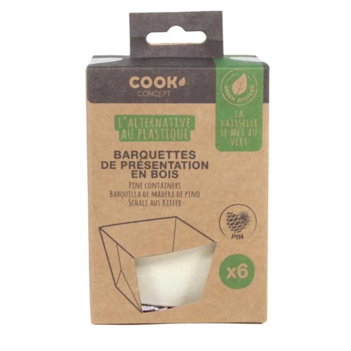 Paris Prix Lot de 6 Barquettes Carton  Snacking  7cm Naturel