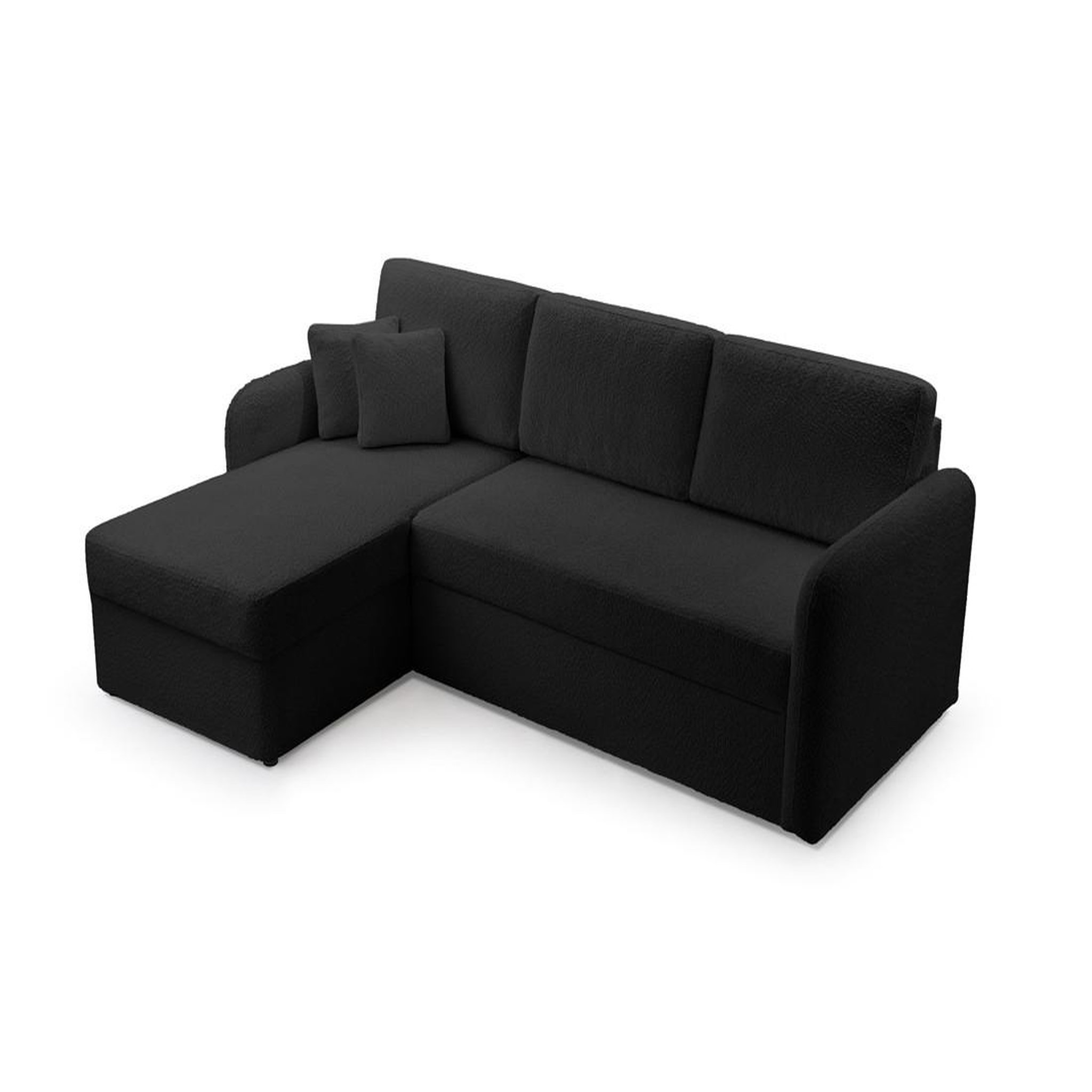 Voir la diapositive 2 : BEST MOBILIER Pocatello - canapé d'angle réversible 4 places - convertible avec coffre - en tissu bouclette