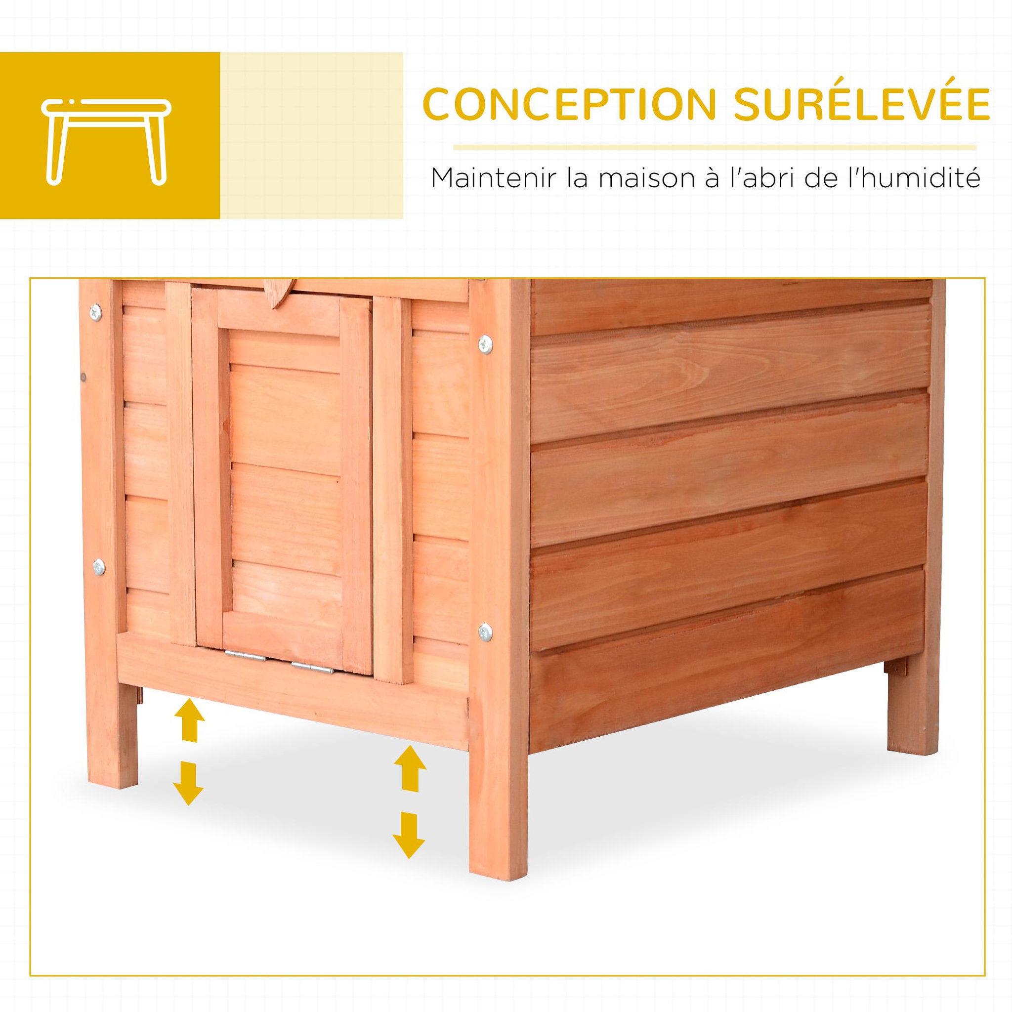 Voir la diapositive 5 : PAWHUT Clapier de sol niche enclos pour lapin porte rampe verrouillable 2 en 1 toit ouvrant bitumé bois sapin pré-huilé