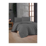 GENERIQUE Parure de lit - 1 housse de couette 220 x 240 cm + 2 taies d'oreiller 60 x 60 cm - 100% coton renforcé - Anthracite