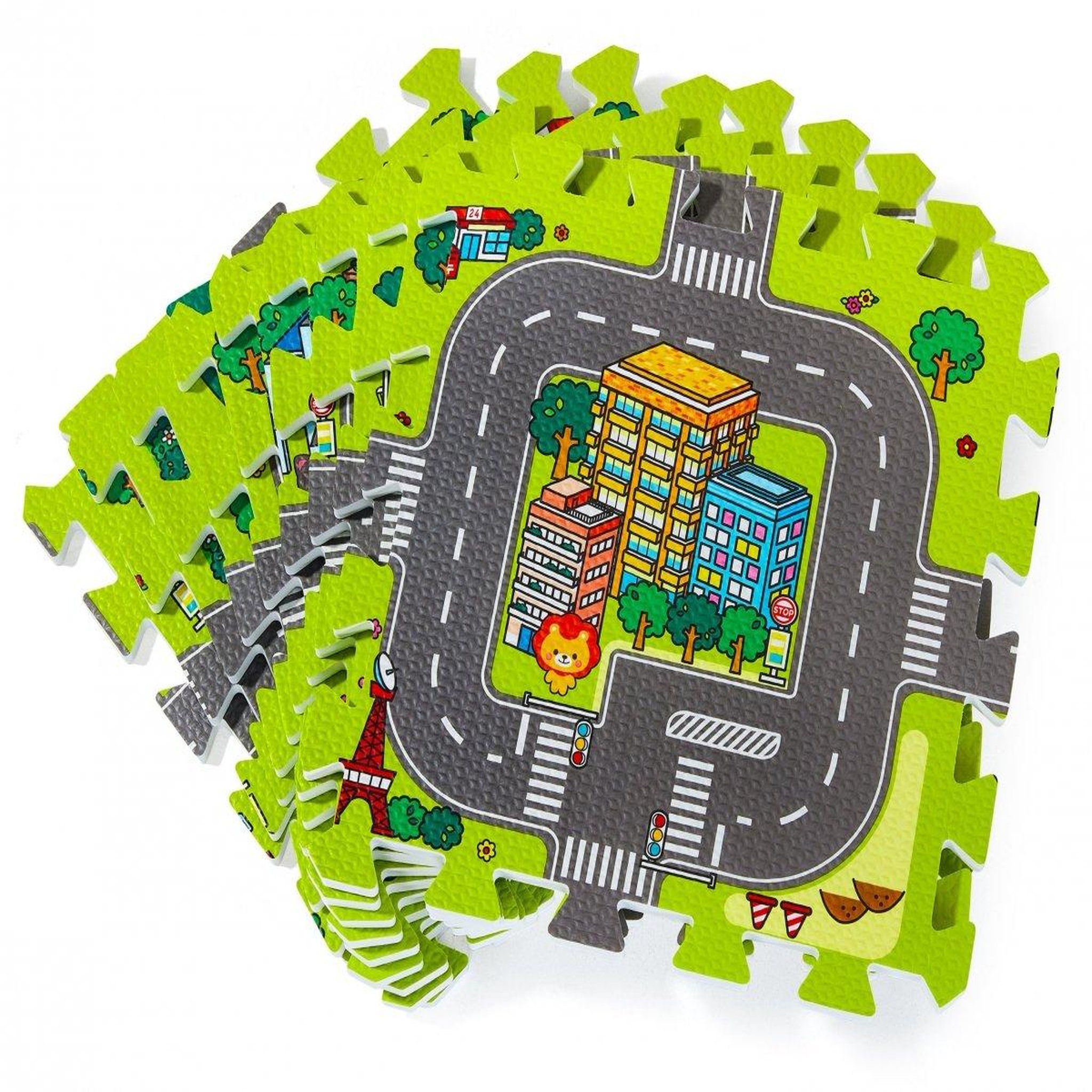 Voir la diapositive 5 : MOBY SYSTEM Tapis d'eveil Tapis Puzzle pour Bébé 90 x 90 - Tapis de Jeu 9 Pièces en Mousse EVA - Circuit Voiture