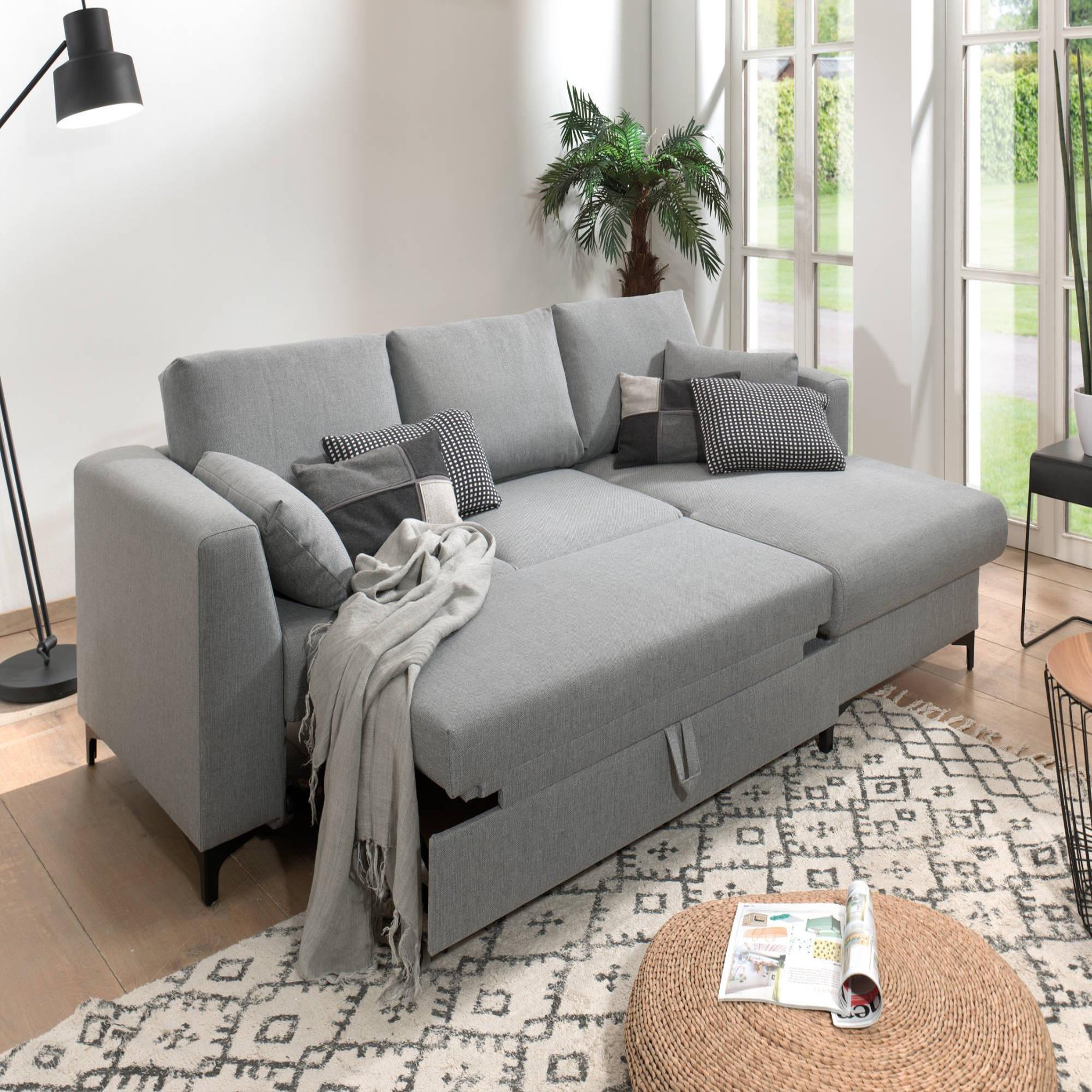 Voir la diapositive 3 : LISA DESIGN Tala - canapé d'angle droit - convertible avec coffre - 4 places - en tissu