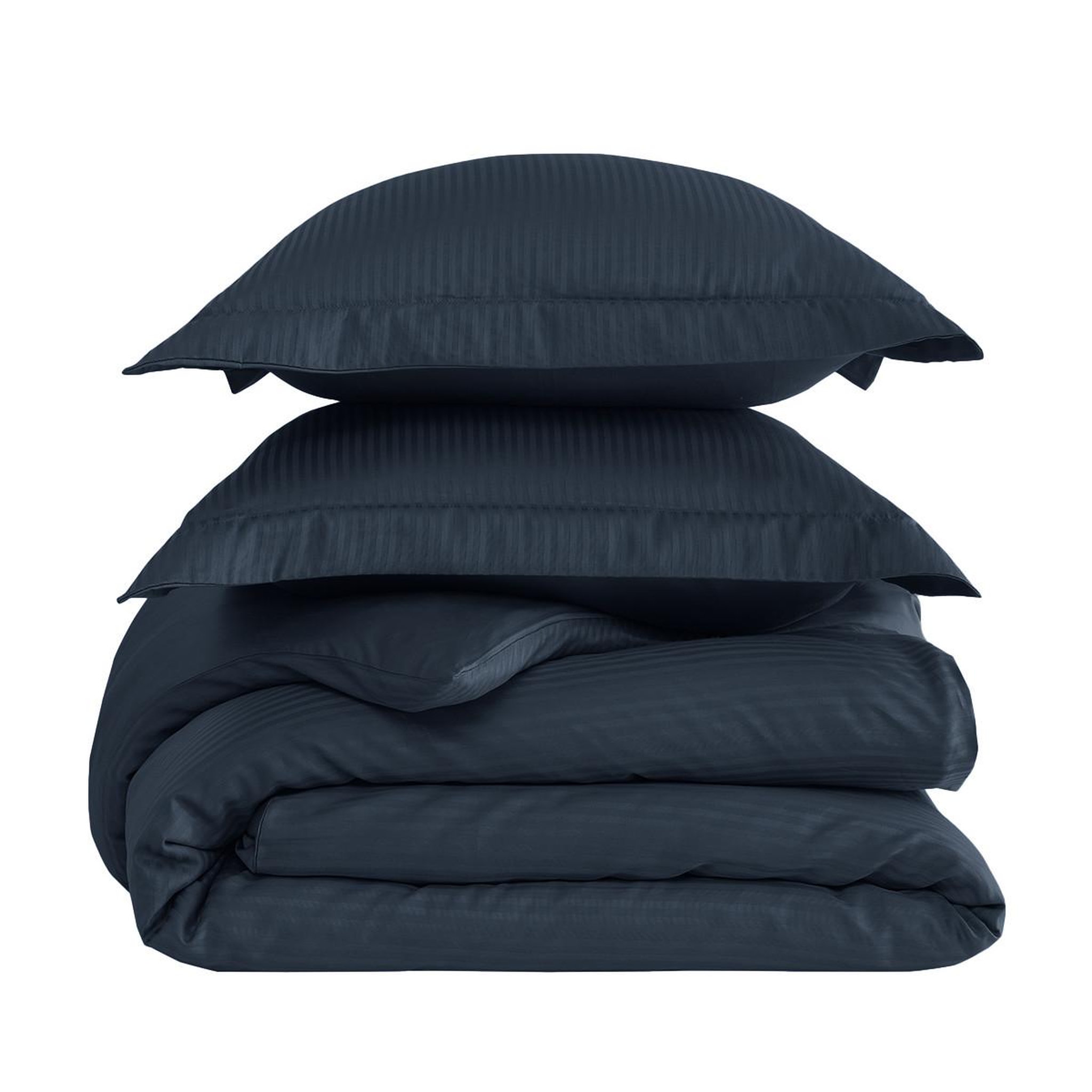 Voir la diapositive 4 : Sensei Maison Housse de couette rayée réversible satin de coton VERSALUXE