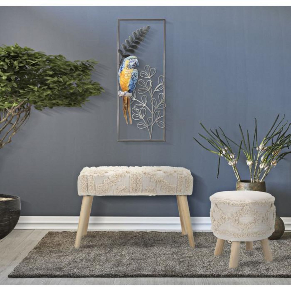 Paris Prix Décoration Murale Encadrée en Métal  Parrot  74cm Multicolore