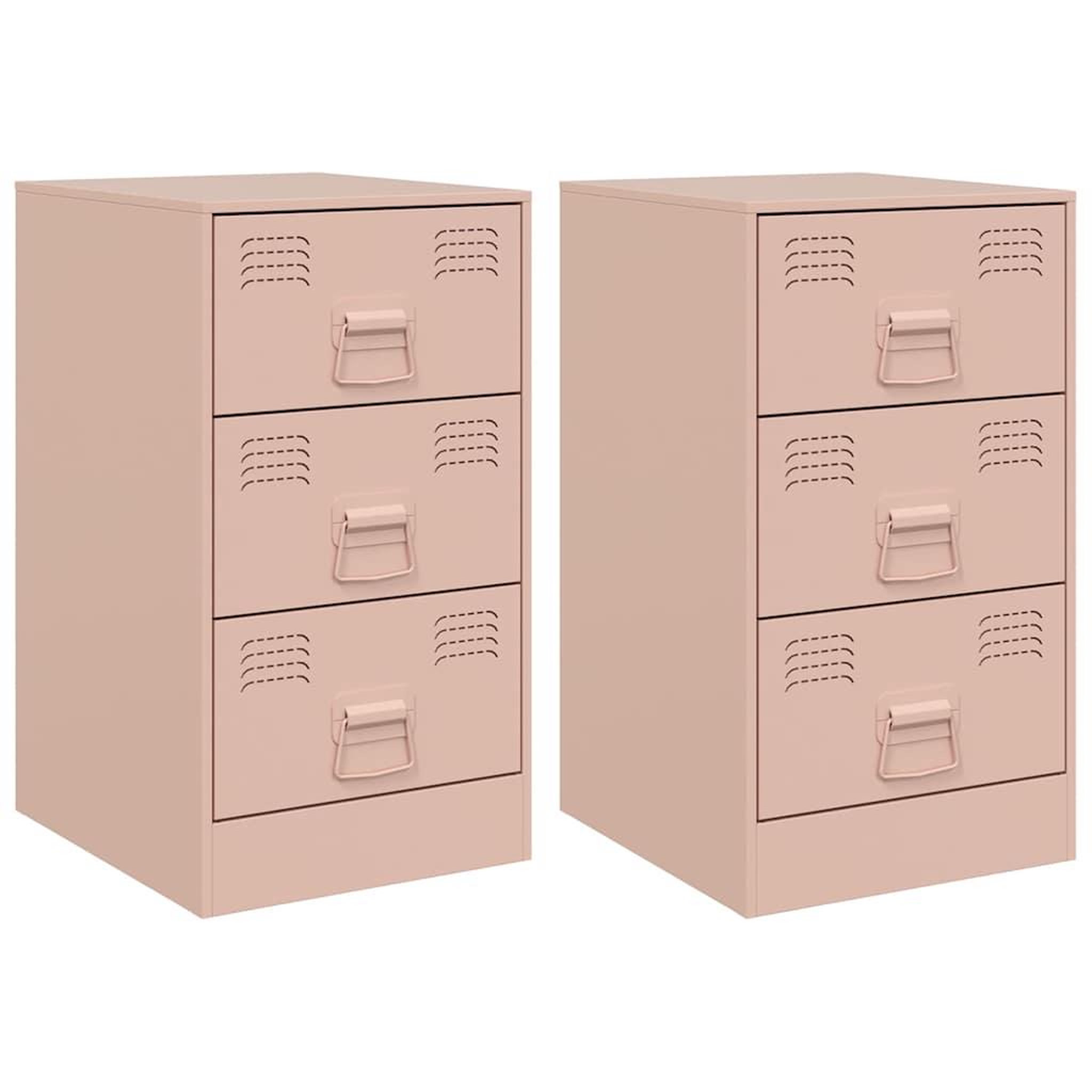 Voir la diapositive 2 : VIDAXL Tables de chevet 2 pcs rose 34,5x39x62 cm acier