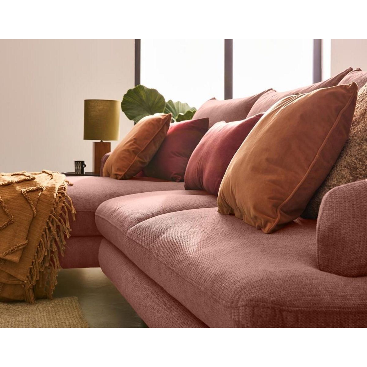 LISA DESIGN Ninon - canapé d'angle gauche 4 places convertible avec coffre en tissu texturé