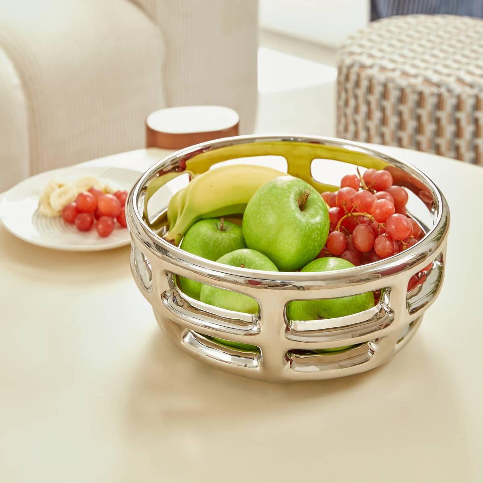 Voir la diapositive 4 : ATMOSPHERA Coupelle design en céramique  sky  29cm argent