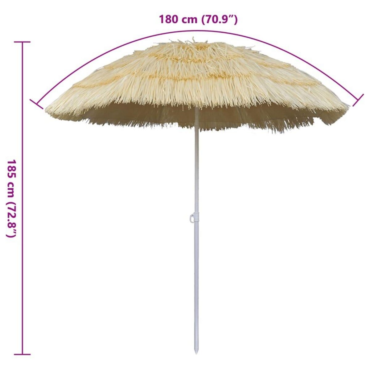 VIDAXL Parasol de plage inclinable style Hawaii
