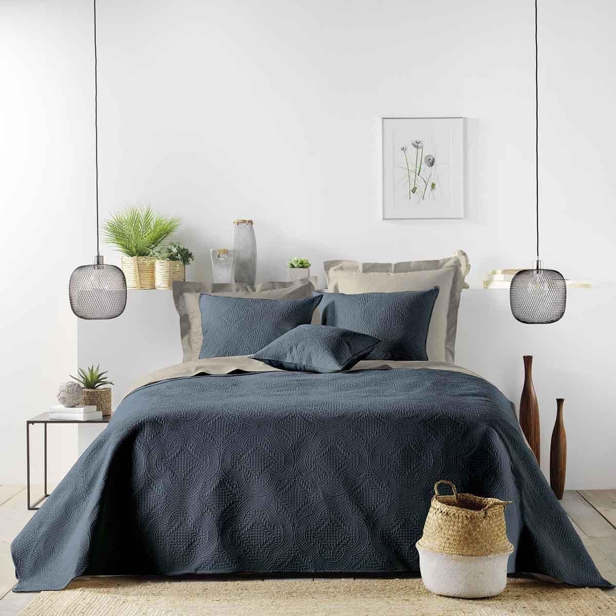 Voir la diapositive 4 : Douceur d'Intérieur Housse de coussin  romane  60x60cm bleu