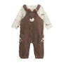 Voir la diapositive 1 : Petit Béguin Ensemble salopette bébé en sherpa et t-shirt Câlins
