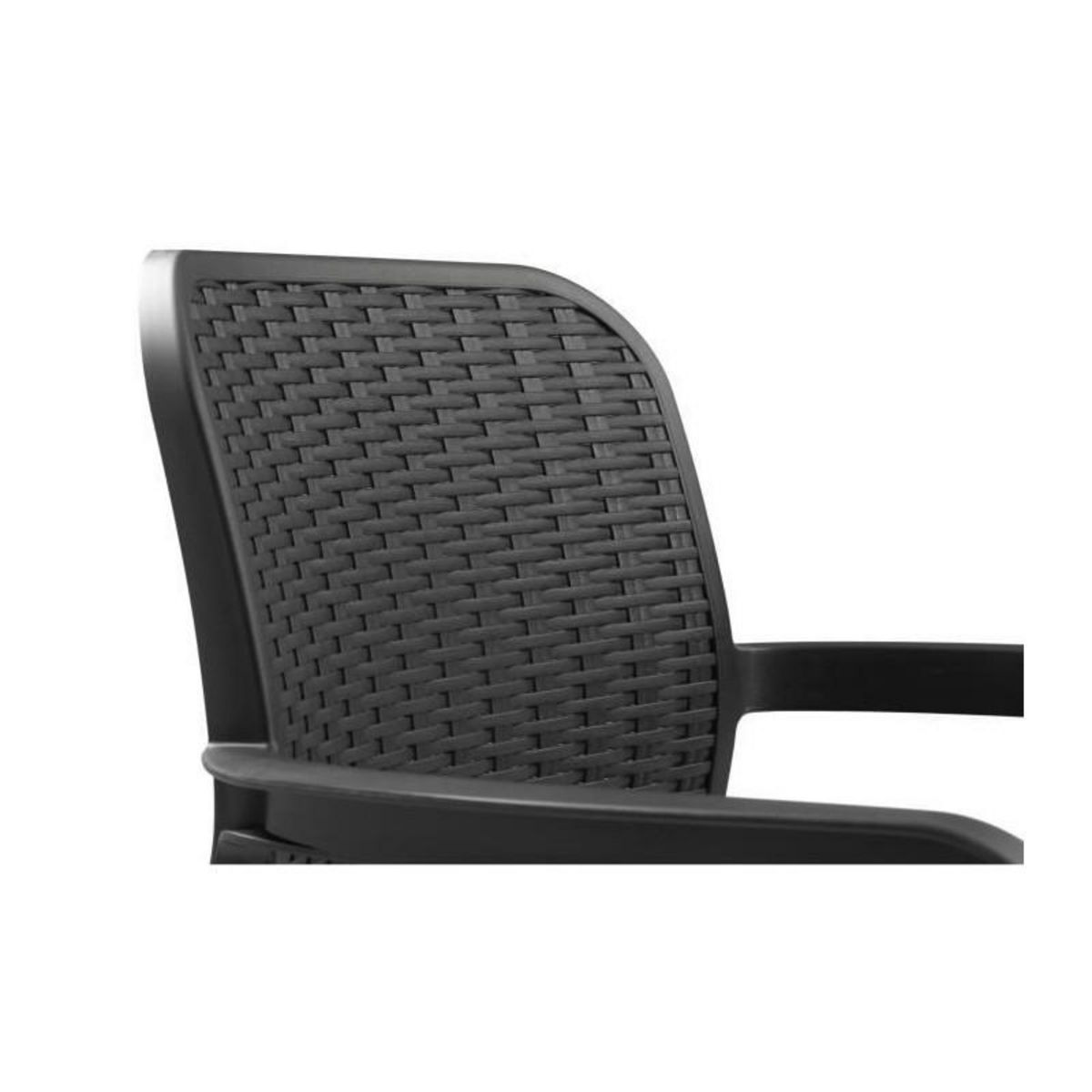 Keter Lots de 6 Fauteuils monoblocs coloris graphite - empilables en resine de synthese - imitation rotin tresse - ALLIBERT BY KETER -