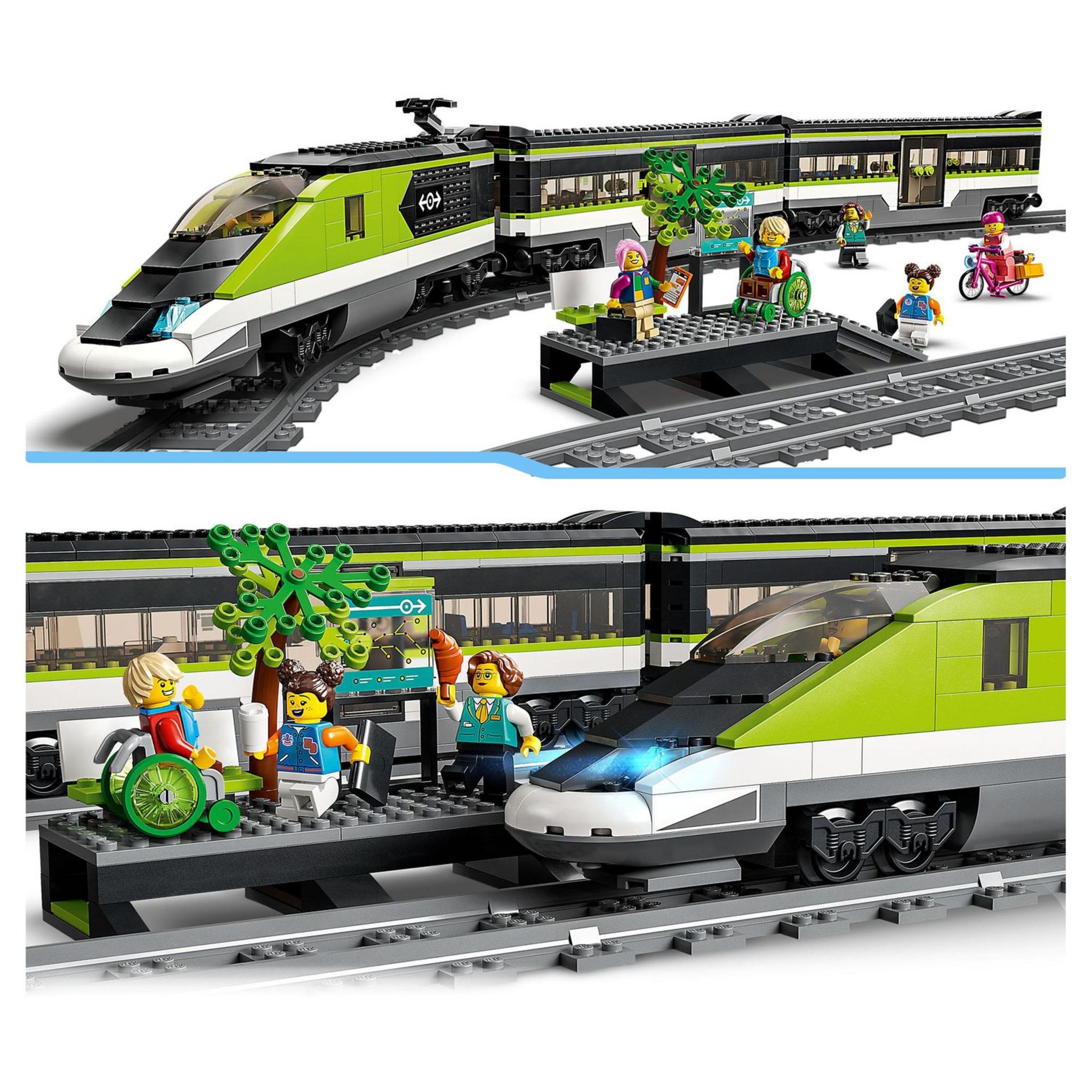 LEGO City 60337 Le Train de Voyageurs Express, Jouet Télécommandé avec Phares Fonctionnels