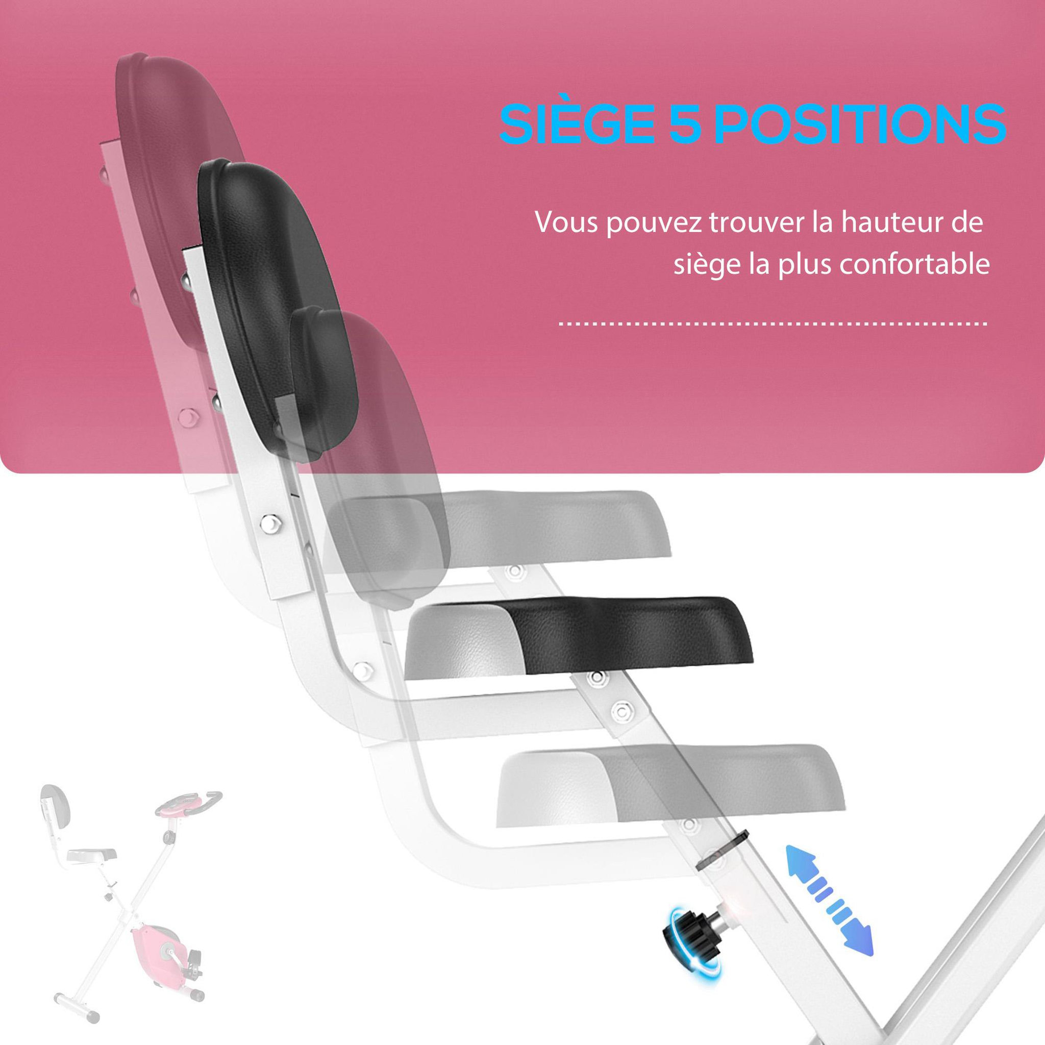 Voir la diapositive 5 : HOMCOM Vélo d'appartement pliable - collaboration Aosom.fr x FFHandball - 8 niv. résistance magnétique réglable