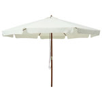 VIDAXL Parasol d'exterieur avec mat en bois 330 cm blanc sable