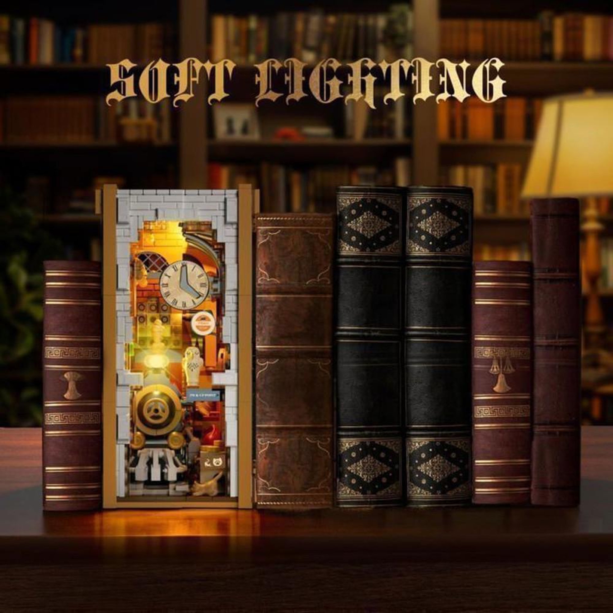 Voir la diapositive 4 : Kit maquette diorama livre illuminé LED train rouge 1 300 pièces