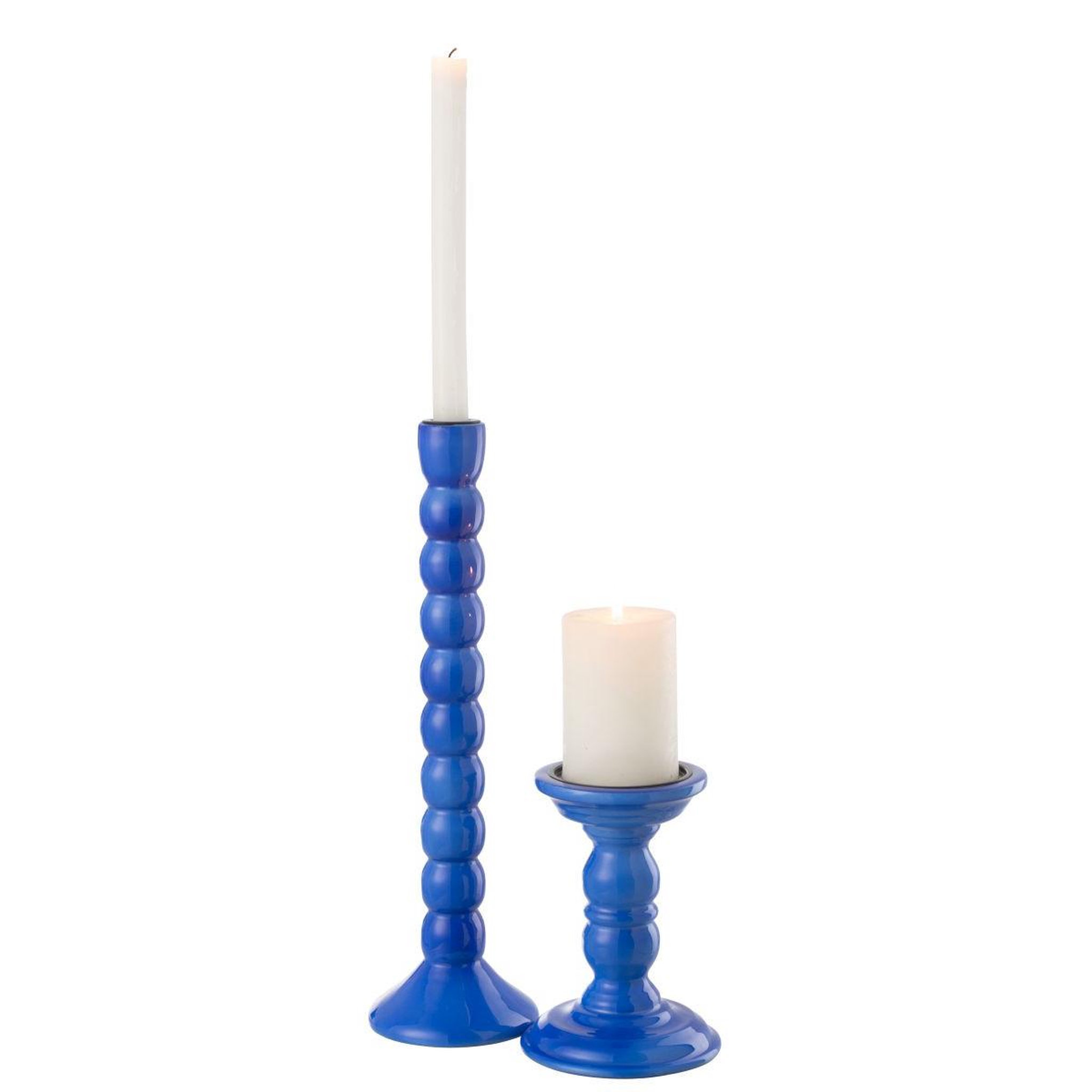 Voir la diapositive 4 : J-LINE Bougeoir design en bois  waldo  38cm bleu