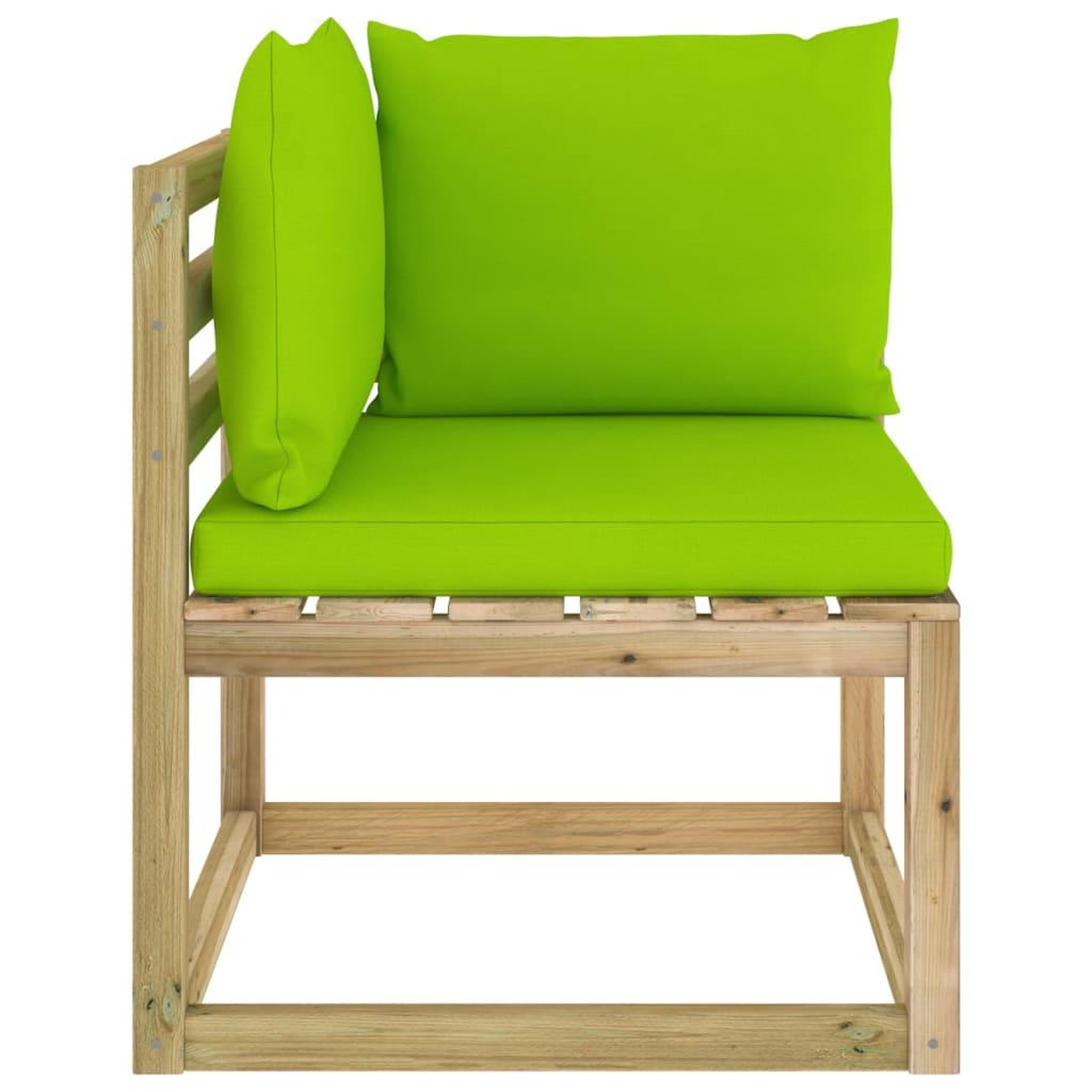 Voir la diapositive 2 : VIDAXL Canape d'angle de jardin avec coussins Bois impregne de vert