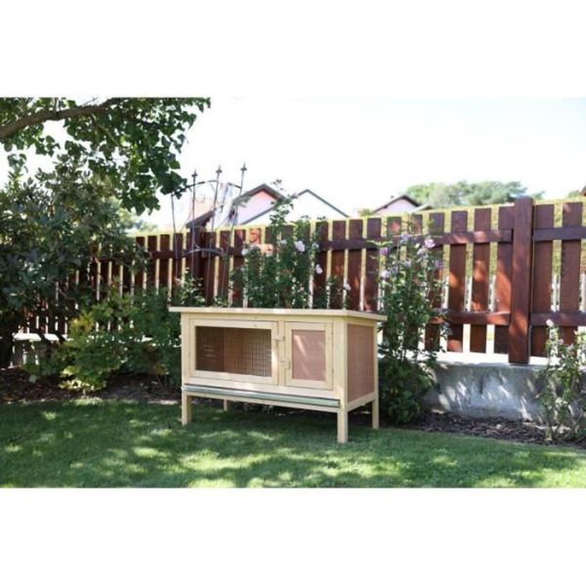 Voir la diapositive 5 : KERBL Clapier d'extérieur - KERBL - FRED - 100x45x62 cm - Bois - Abri sécurisé pour rongeurs