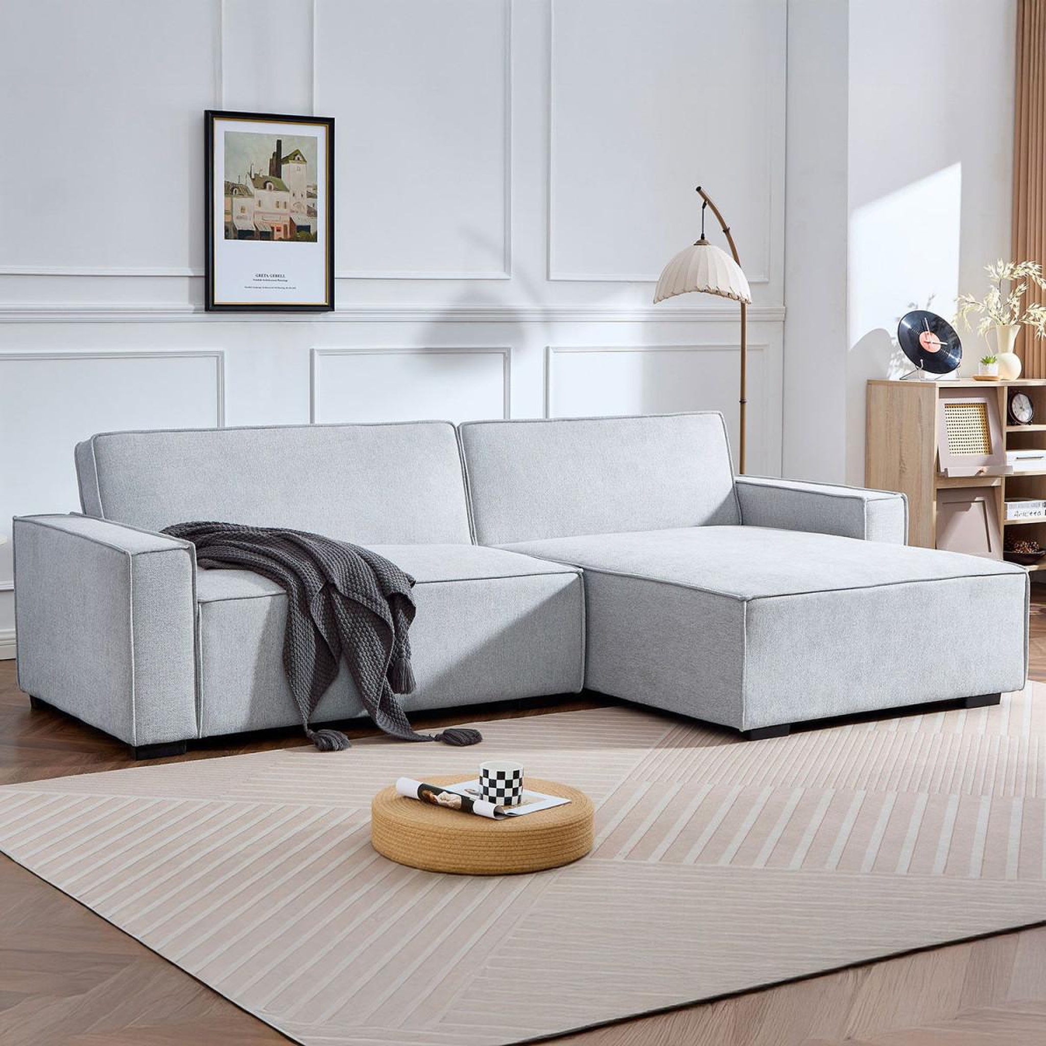 Voir la diapositive 5 : Paris Prix Canapé convertible angle réversible  romeo  275cm gris