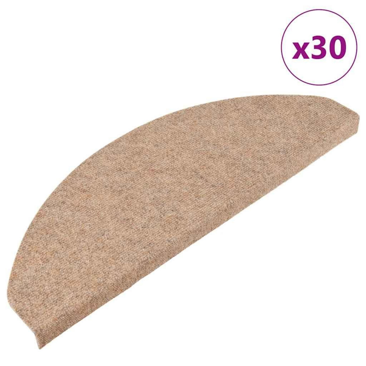 VIDAXL Tapis d'escalier auto-adhesifs 30 pcs beige 65x22,5x3,5 cm