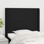 VIDAXL Tete de lit avec oreilles Noir 93x16x118/128 cm Tissu
