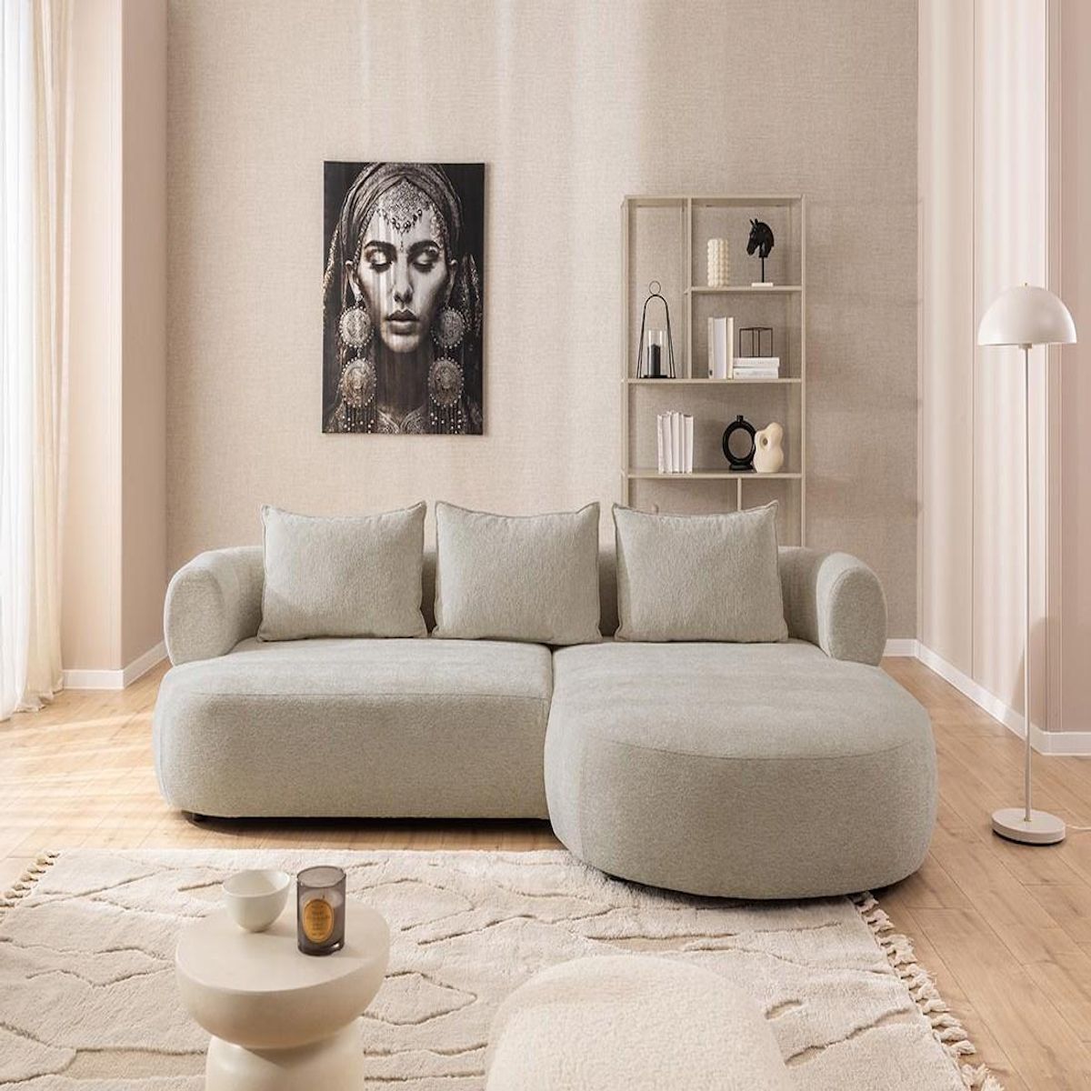 LISA DESIGN Angela - canapé d'angle droit 4 places en velours texturé