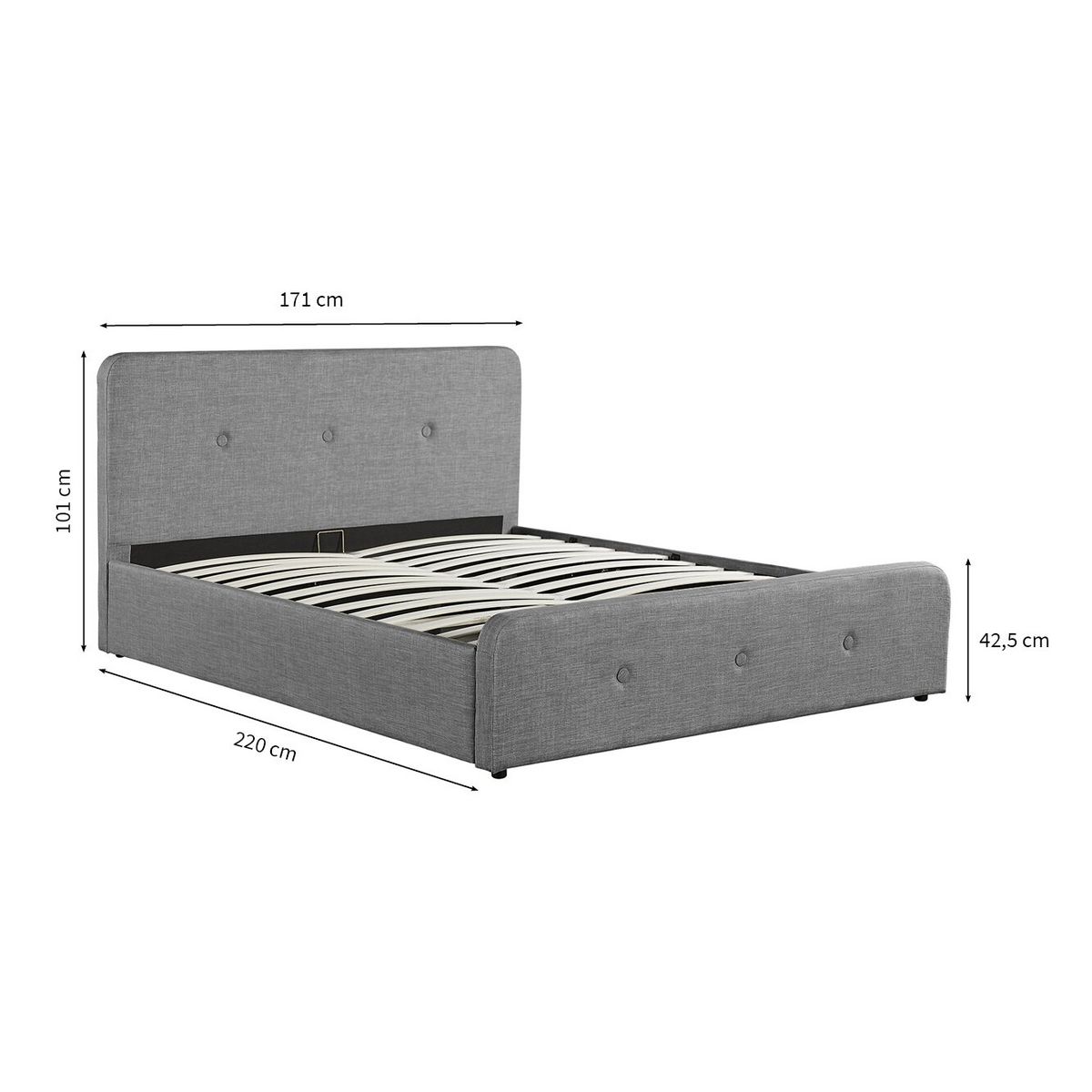 Cadre de lit coffre avec tête de lit capitonnée 160x200 BERGEN