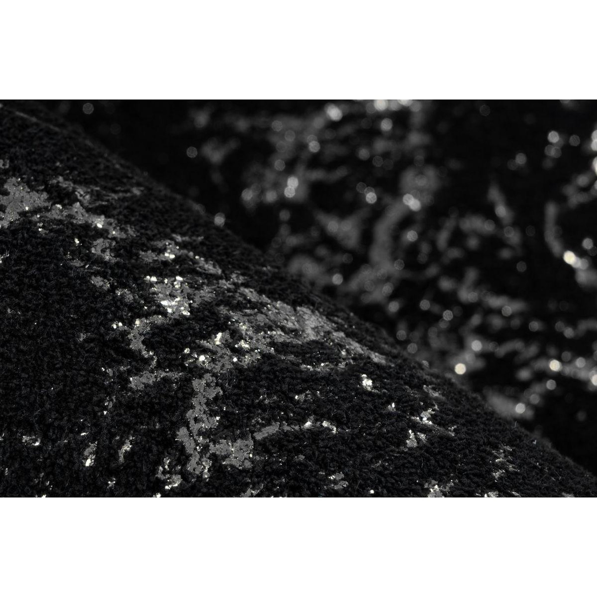 Voir la diapositive 3 : Paris Prix Tapis Marbré à Poils Longs  Bijou  Noir & Argent