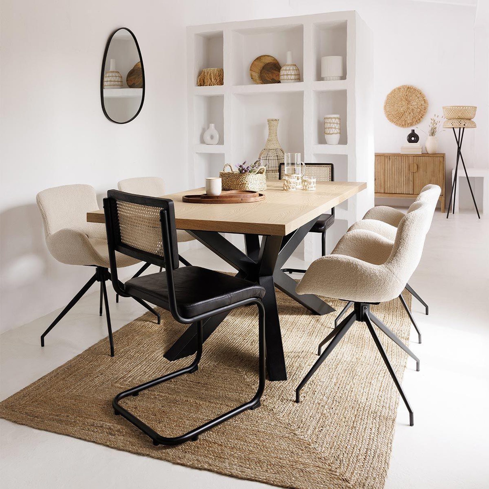 Voir la diapositive 5 : ATMOSPHERA Lampadaire trépied en bambou  suny  145cm noir