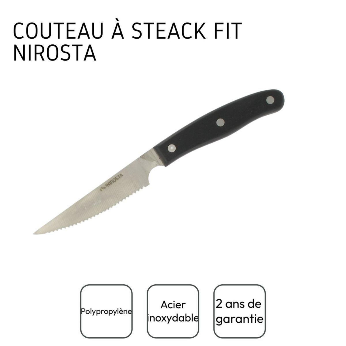 NIROSTA Couteau à steak 22 cm Nirosta Fit