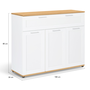 Voir la diapositive 5 : ID MARKET Buffet 100 cm VITO 3 portes et 1 tiroir blanc et plateau bois