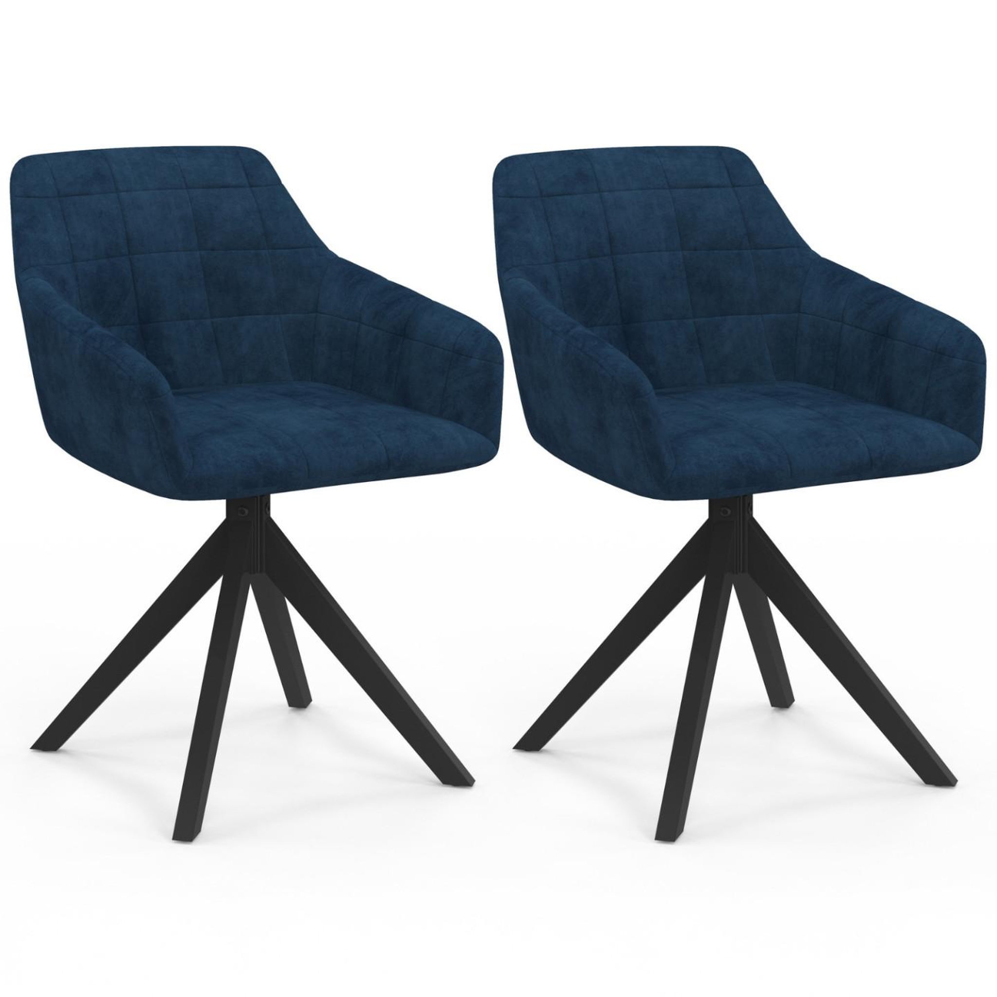 ID MARKET Lot de 2 chaises pivotantes 360° de salle à manger, fauteuils de table mady en velours bleu