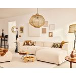 LISA DESIGN Suaro - canapé modulable d'angle droit 5 places en tissu texturé. Coloris disponibles : Orange, Gris, Beige, Noir, Vert, Bleu