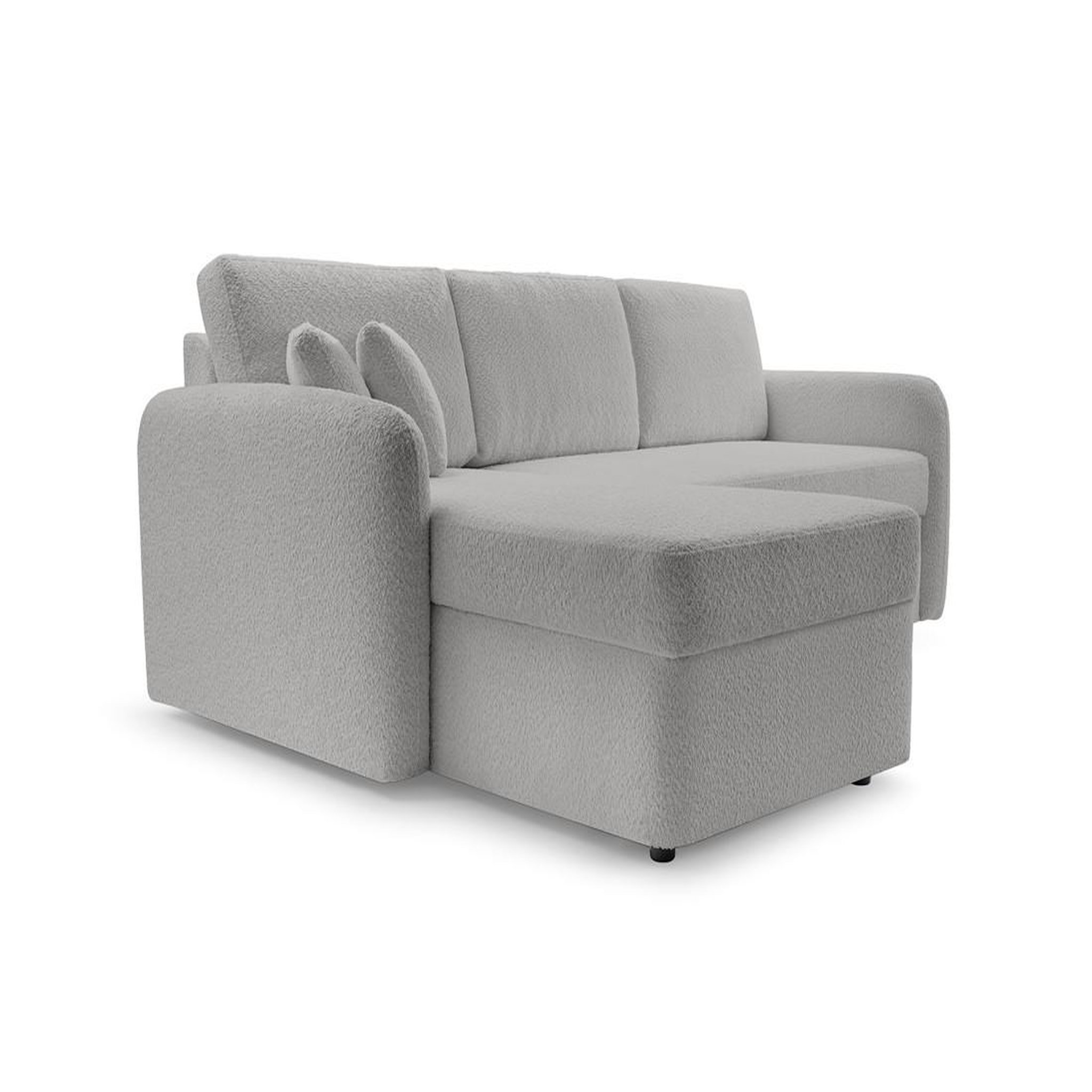 Voir la diapositive 5 : BEST MOBILIER Pocatello - canapé d'angle réversible 4 places - convertible avec coffre - en tissu bouclette