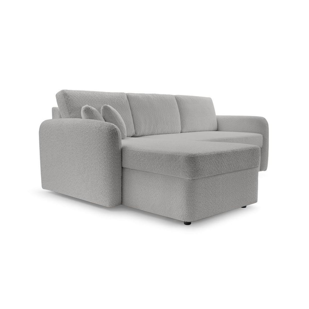 BEST MOBILIER Pocatello - canapé d'angle réversible 4 places - convertible avec coffre - en tissu bouclette