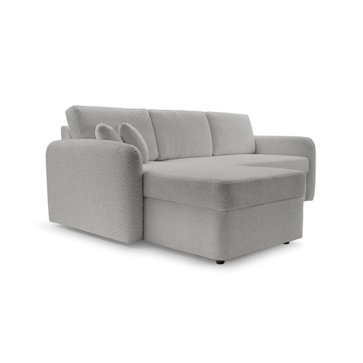 BEST MOBILIER Pocatello - canapé d'angle réversible 4 places - convertible avec coffre - en tissu bouclette