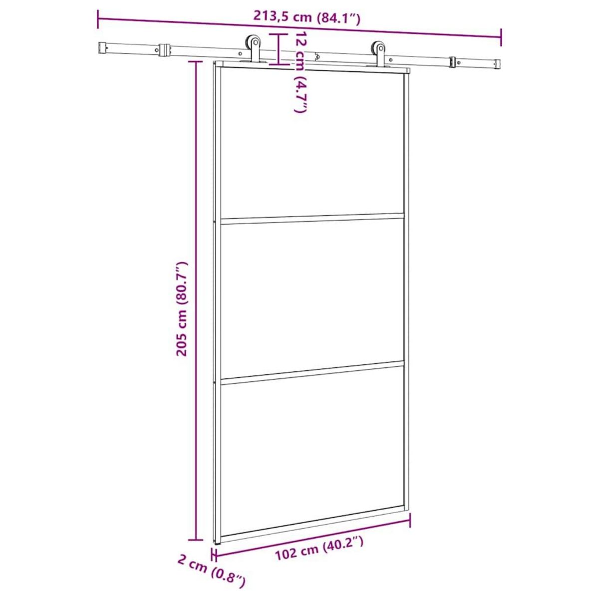 VIDAXL Porte coulissante et quincaillerie ESG verre et aluminium