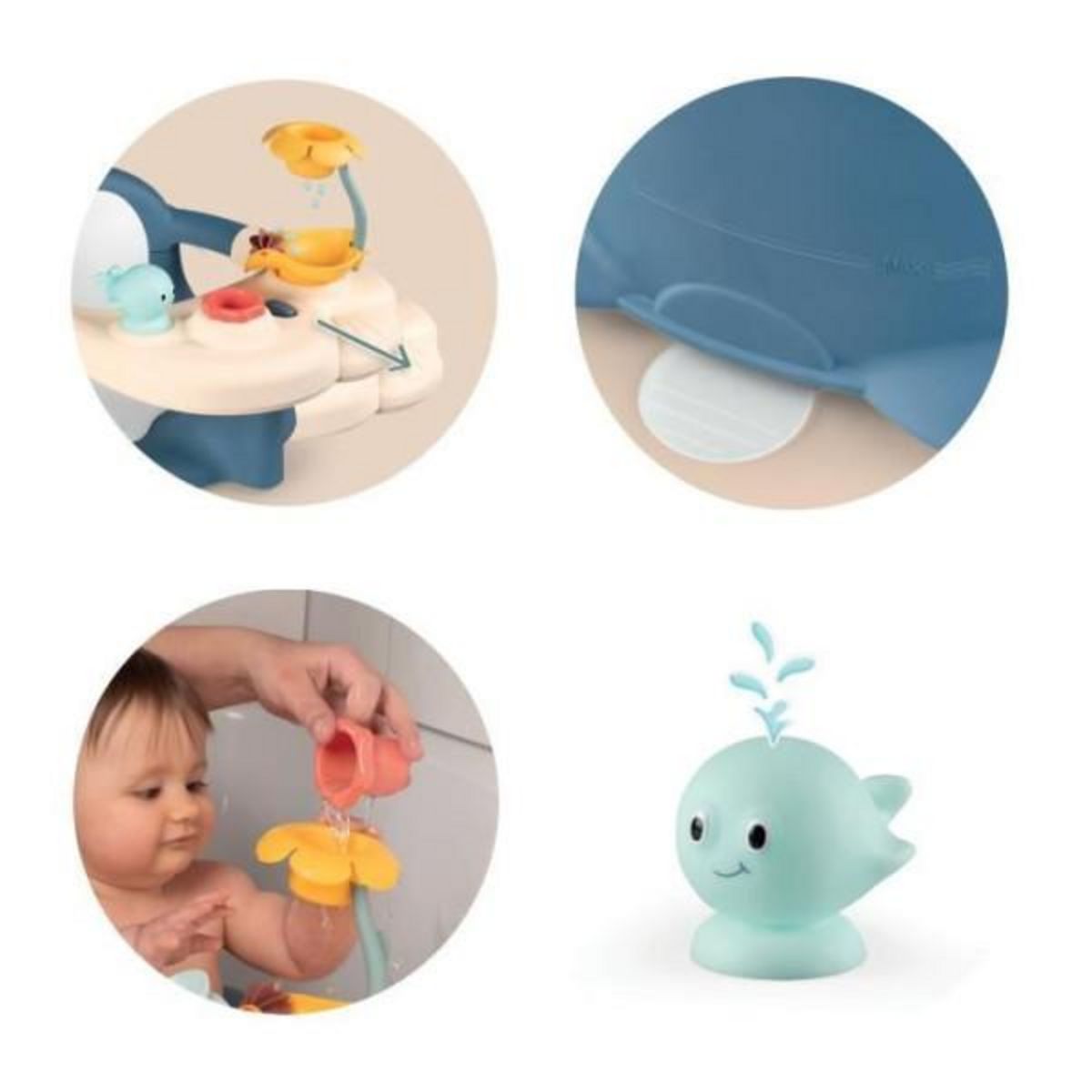 SMOBY Transat - Anneau Siege de bain - SMOBY - Little - Tablette d'activités - Ventouse - Bleu