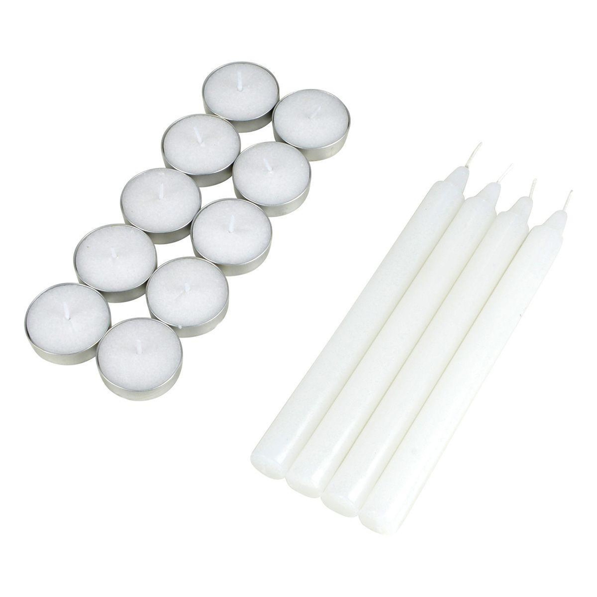 HOMEA Lot de 14 Bougies  Chauffe-Plat & Chandelier  20cm Blanc