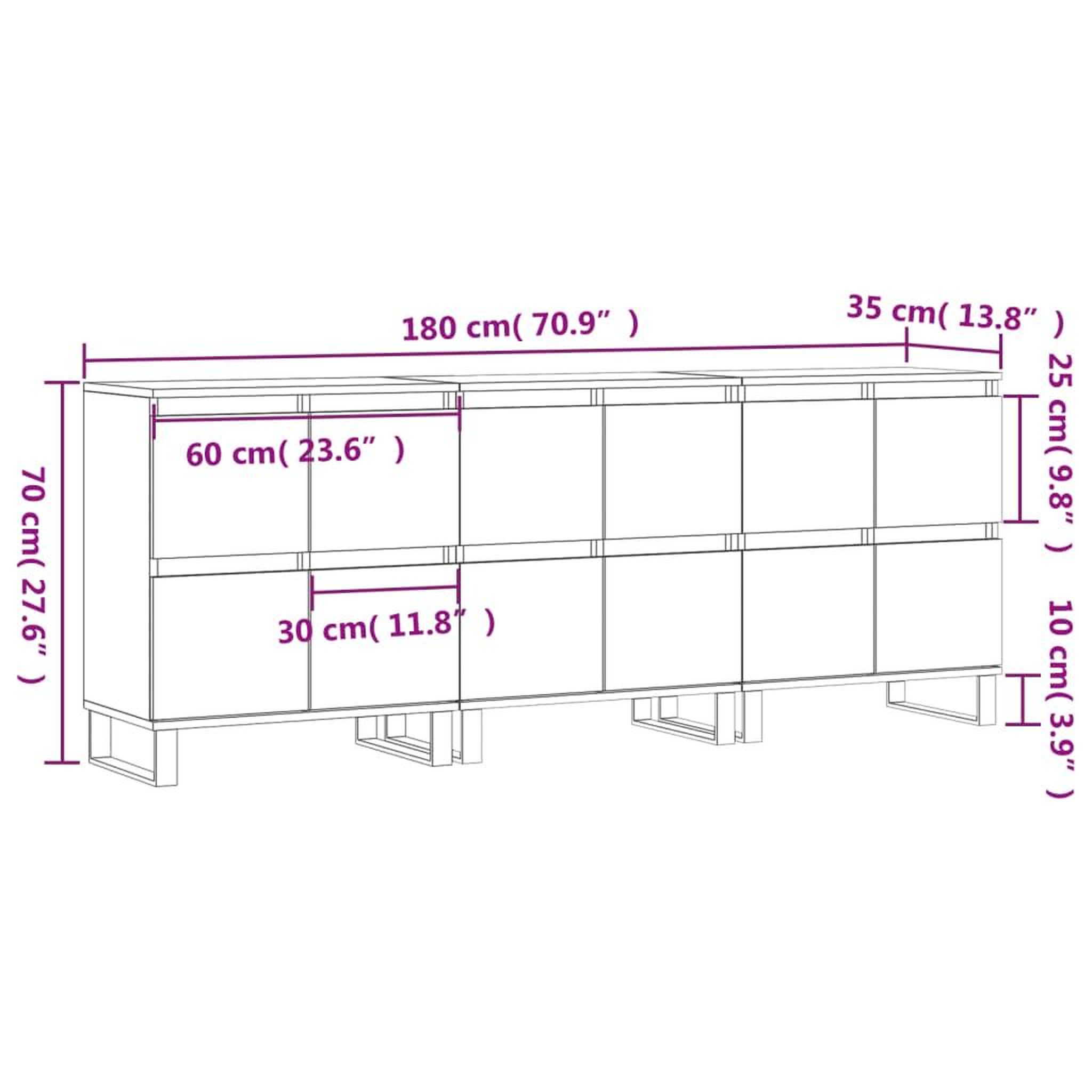 Voir la diapositive 6 : VIDAXL Buffets 3 pcs gris beton bois d'ingenierie
