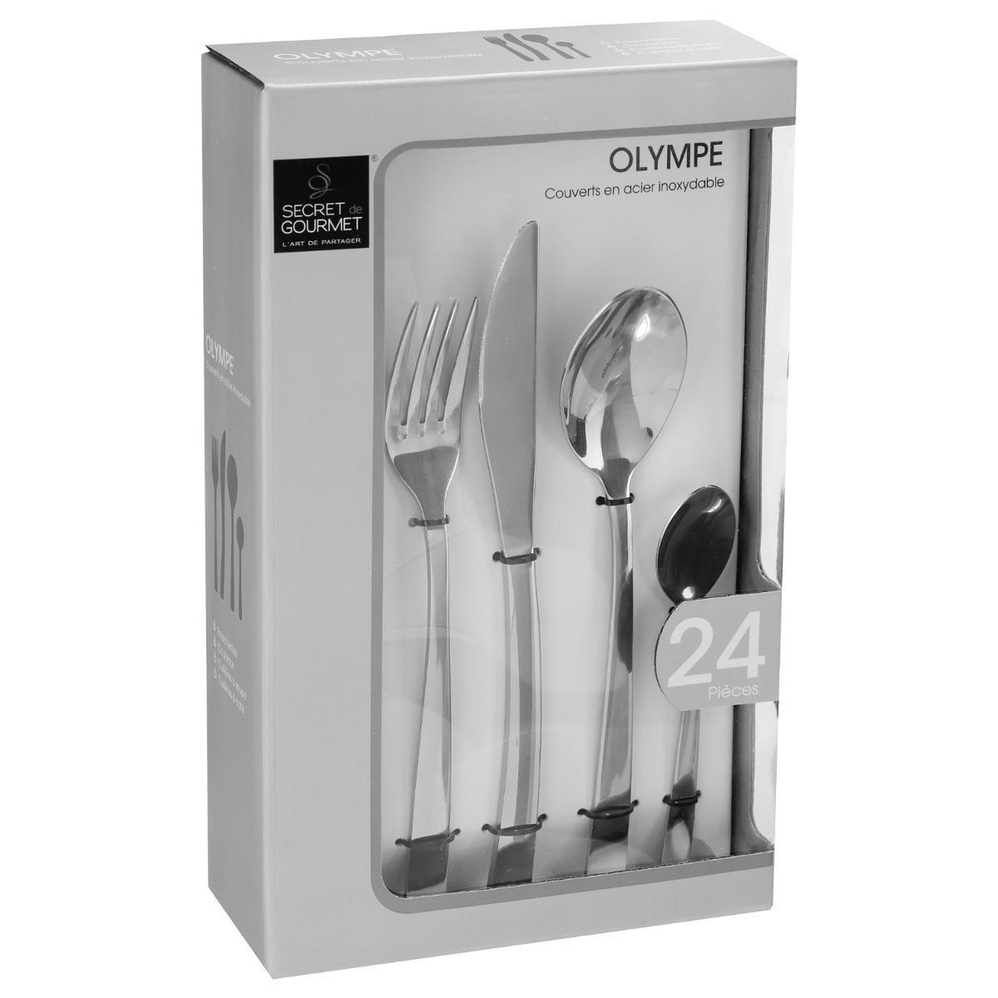 Voir la diapositive 6 : SECRET DE GOURMET Ménagère de 24 pièces Olympe - Inox