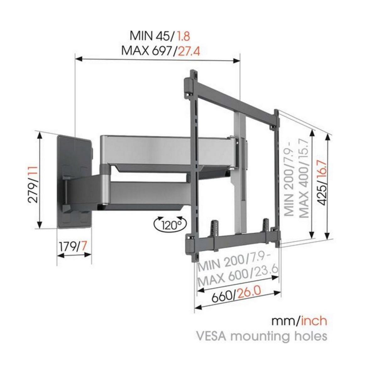 Vogel's Support mural inclinable/orientable pour écran 55 à 100  - TVM5855