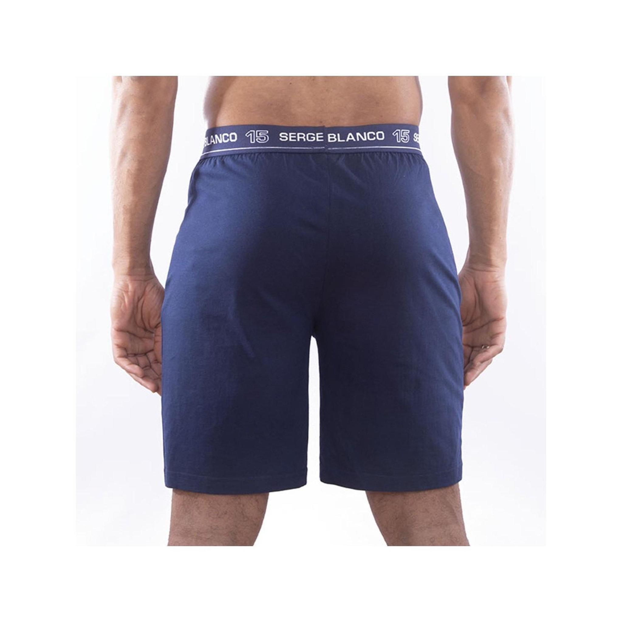 Voir la diapositive 5 : SERGE BLANCO Ensemble homme Pyjama court T-shirt col rond bicolore