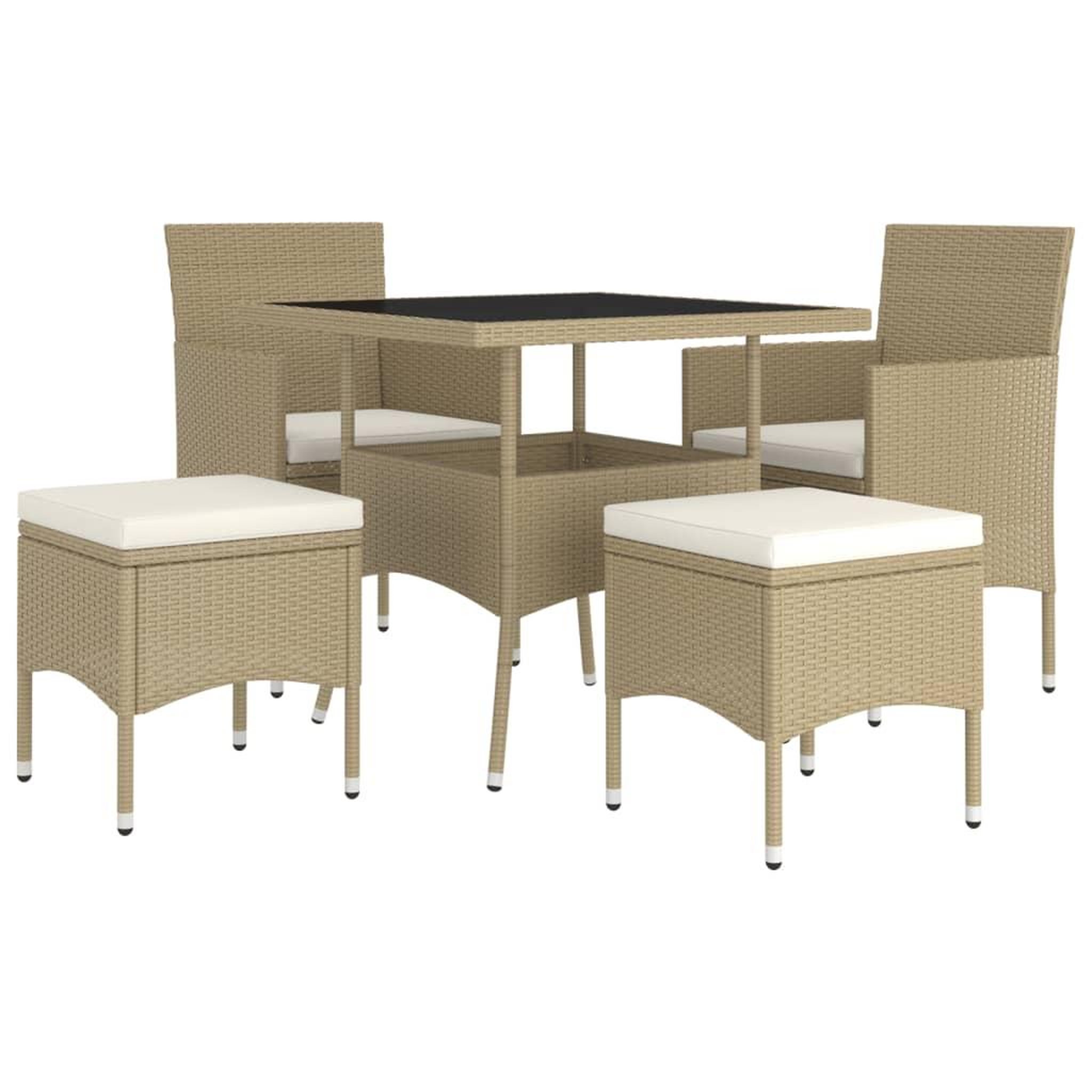 Voir la diapositive 3 : VIDAXL Ensemble a manger de jardin 5 pcs Resine tressee Beige
