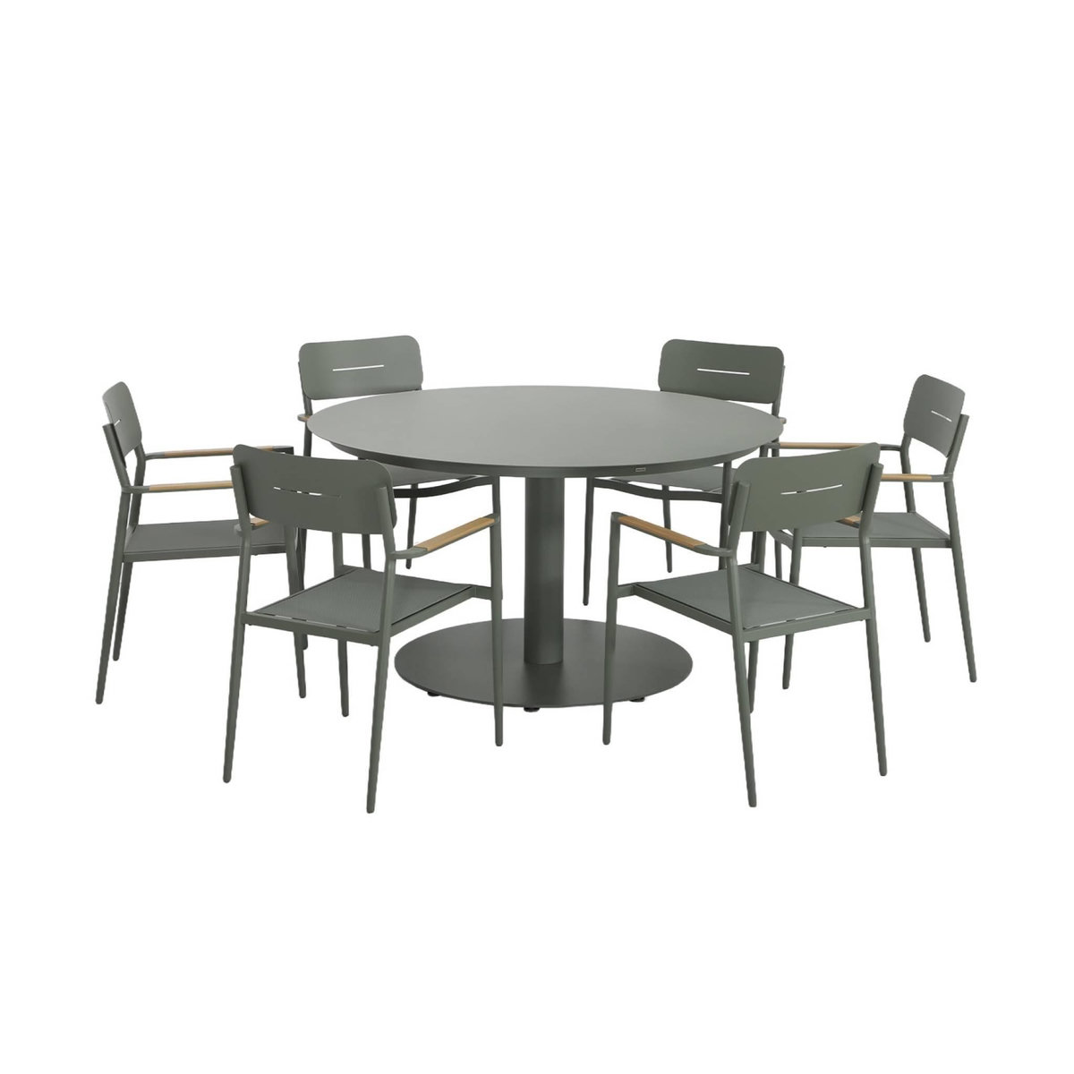 SWEEEK Table de jardin ronde aluminium + 6 assises - Oreva / Fira