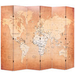 VIDAXL Cloison de separation pliable 228 x 170 cm Carte du monde Jaune