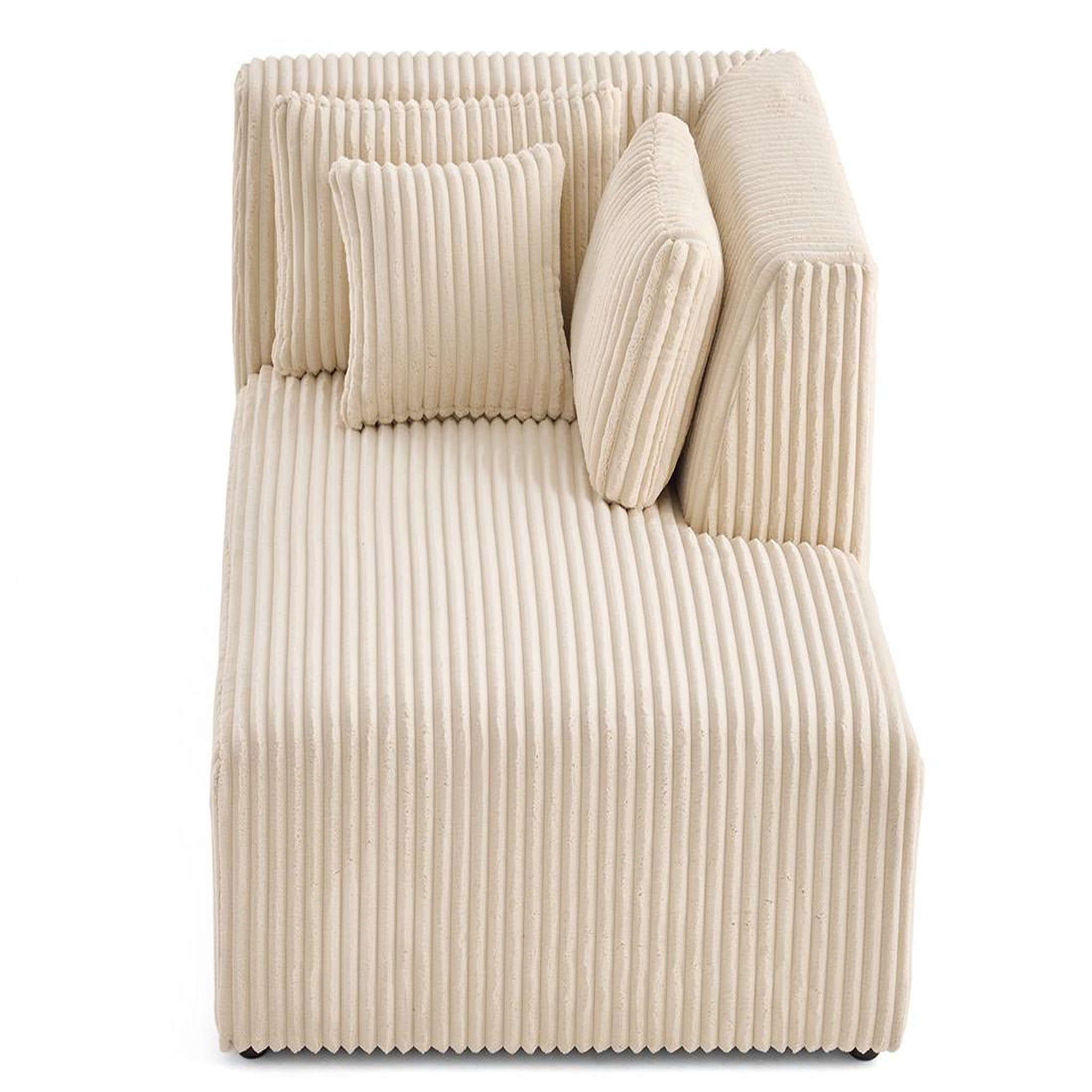 Voir la diapositive 6 : LISA DESIGN Victoire - module d'assise méridienne droit en velours côtelé grosses côtes