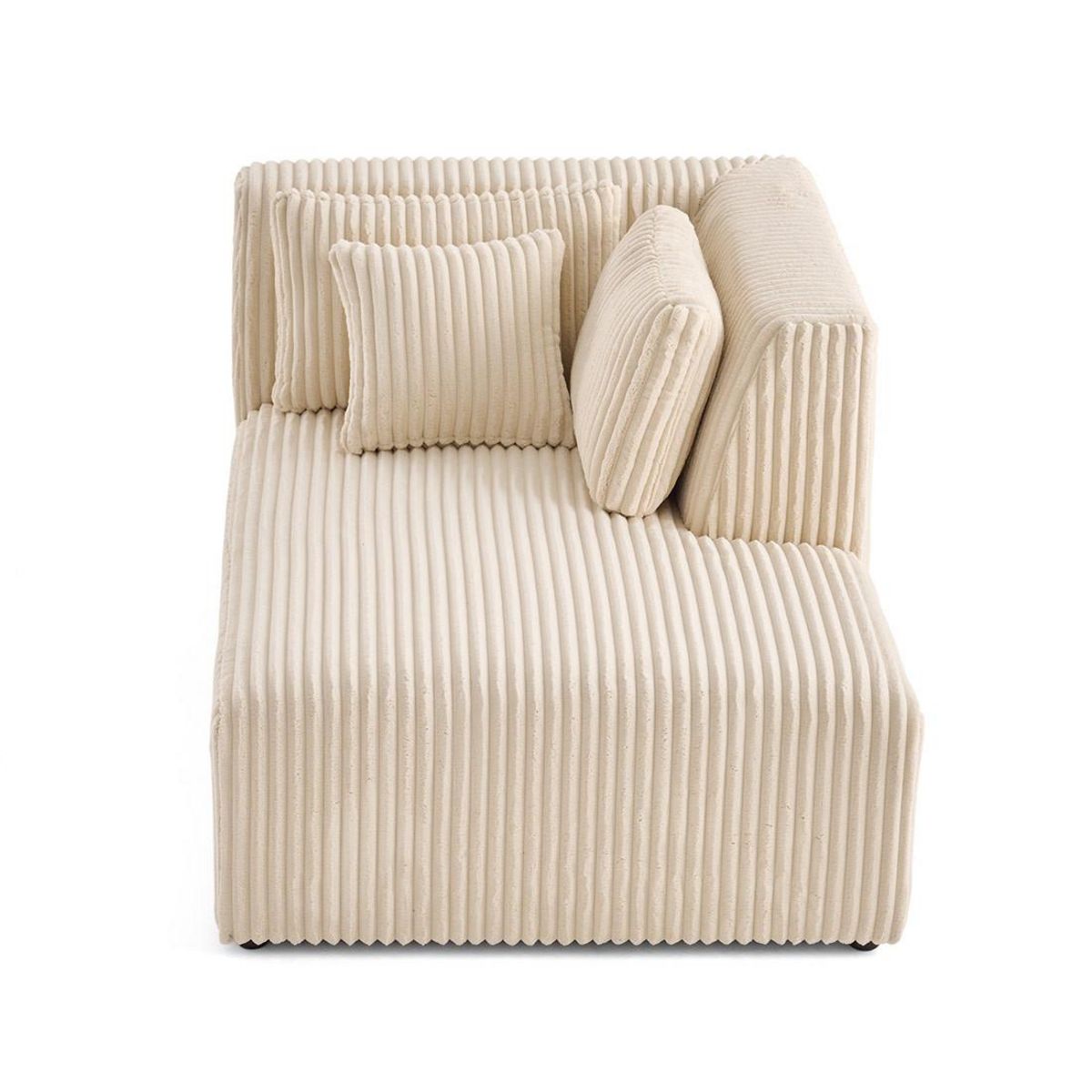 LISA DESIGN Victoire - module d'assise méridienne droit en velours côtelé grosses côtes